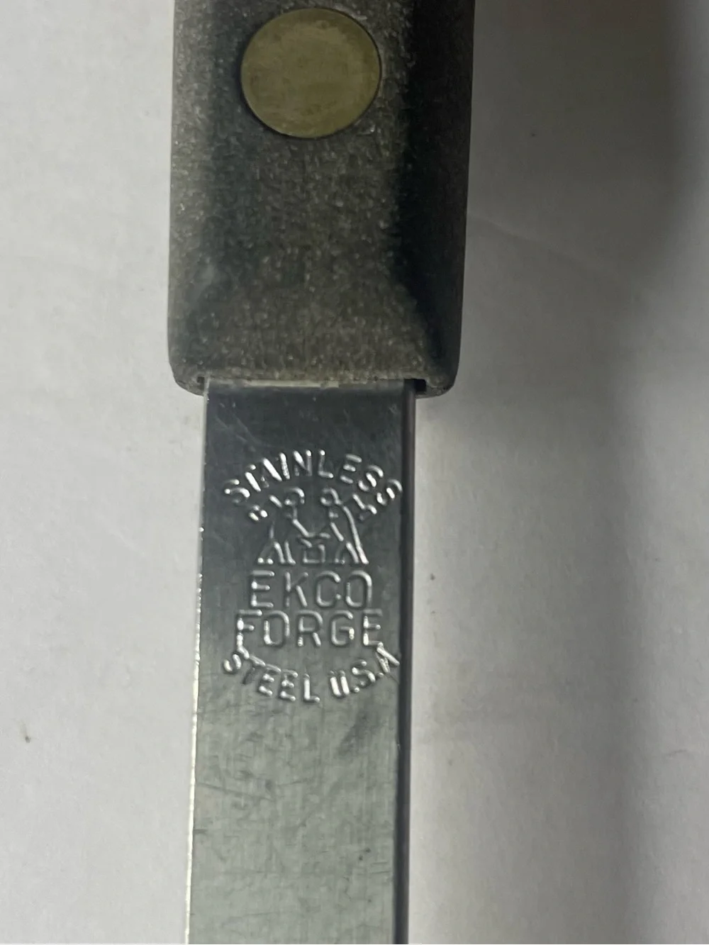 Vintage Ekco Stainless Steel Slotted Serving Spoon with Black Handle